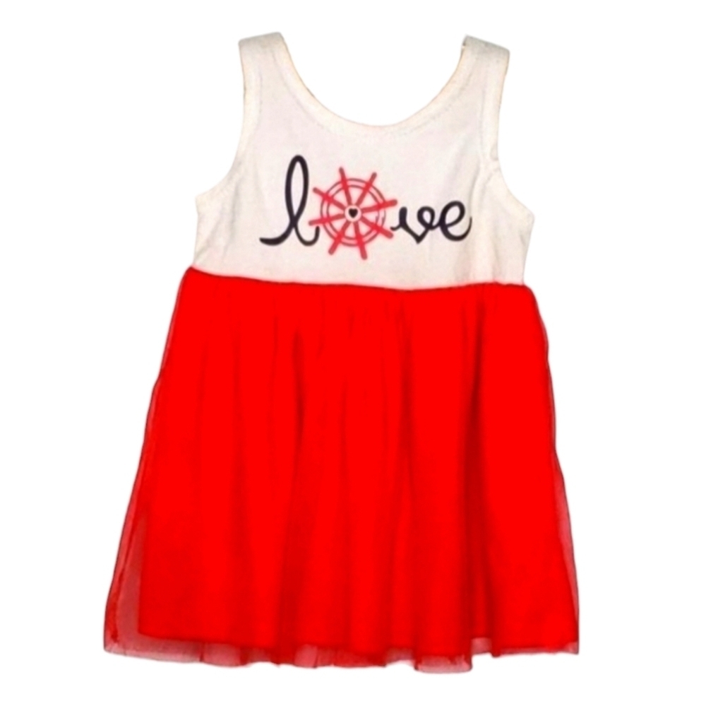 YOUNGLAND Bright Red Tutu Dress with Sailor Print 12 - 18 months